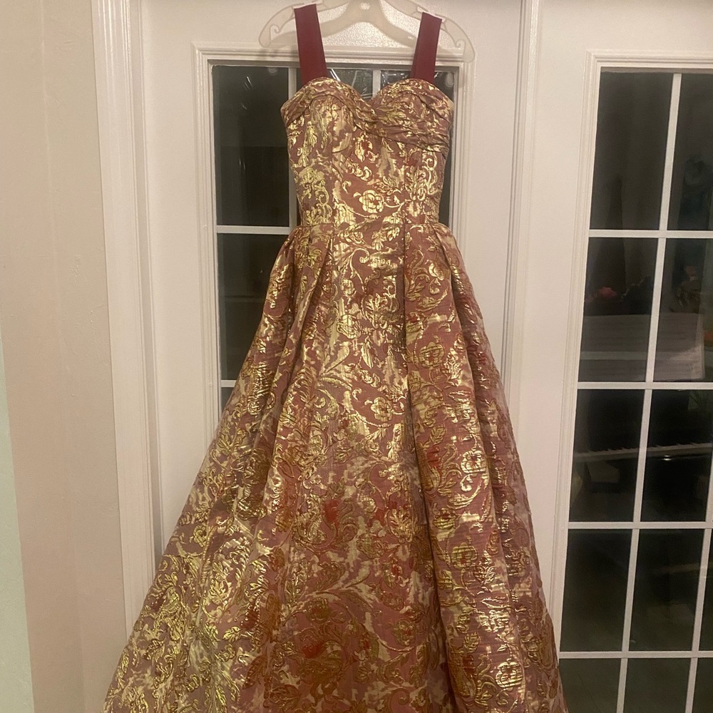 MacDuggal Merlot and Gold Gown